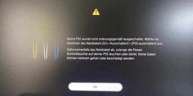 Konsole PS5 schaltet sich aus Fehlermeldung